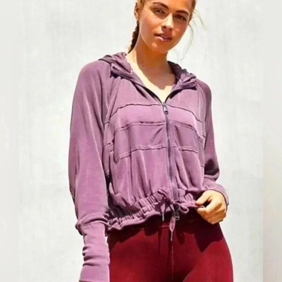 Free People Movement Trekking Out Full Zip Hoodie Sweatshirt, Mauve Pink - M - Picture 3 of 16